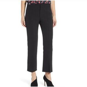 Something Navy Womens Black Front Seam Straight Leg Ankle Slit Cropped Pant Sz 2